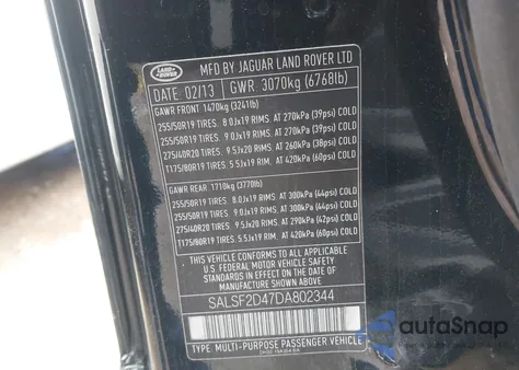 2013 Land Rover Range Rover Sport Hse from USA, damaged, VIN SALSF2D47DA802344